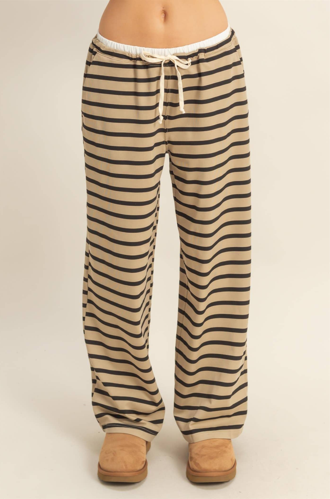 Striped Knit Drawstring Lounge Pants