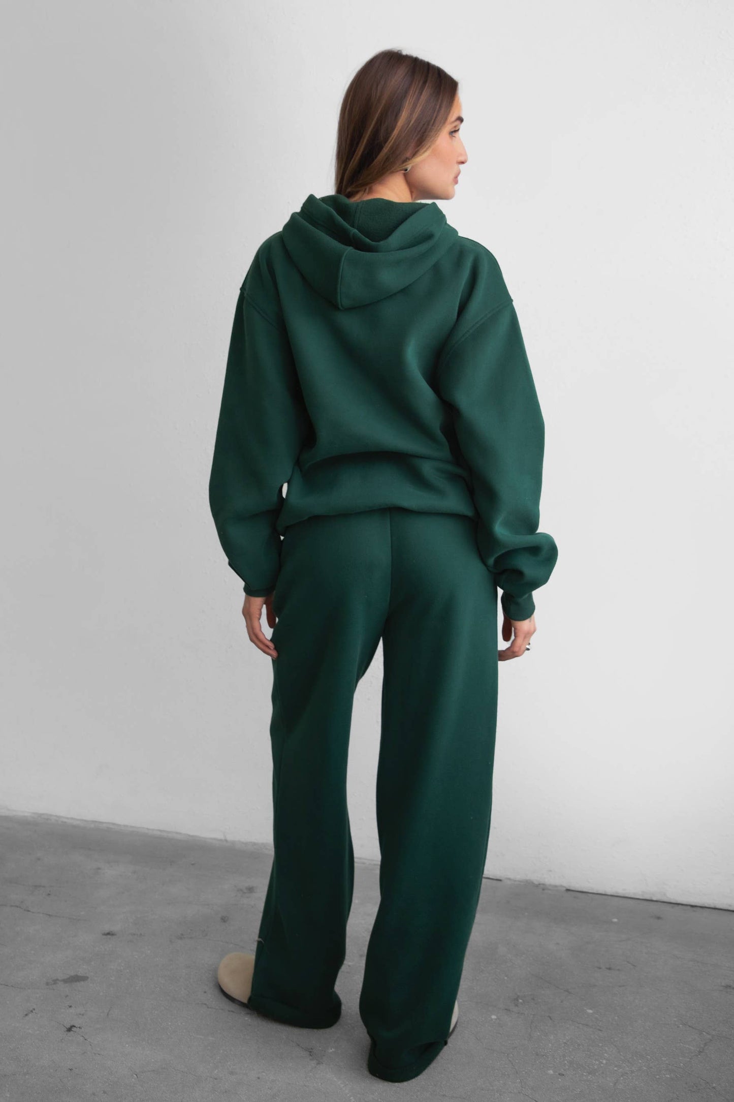 Felicity Fleece Wide Leg Sweatpants - Green