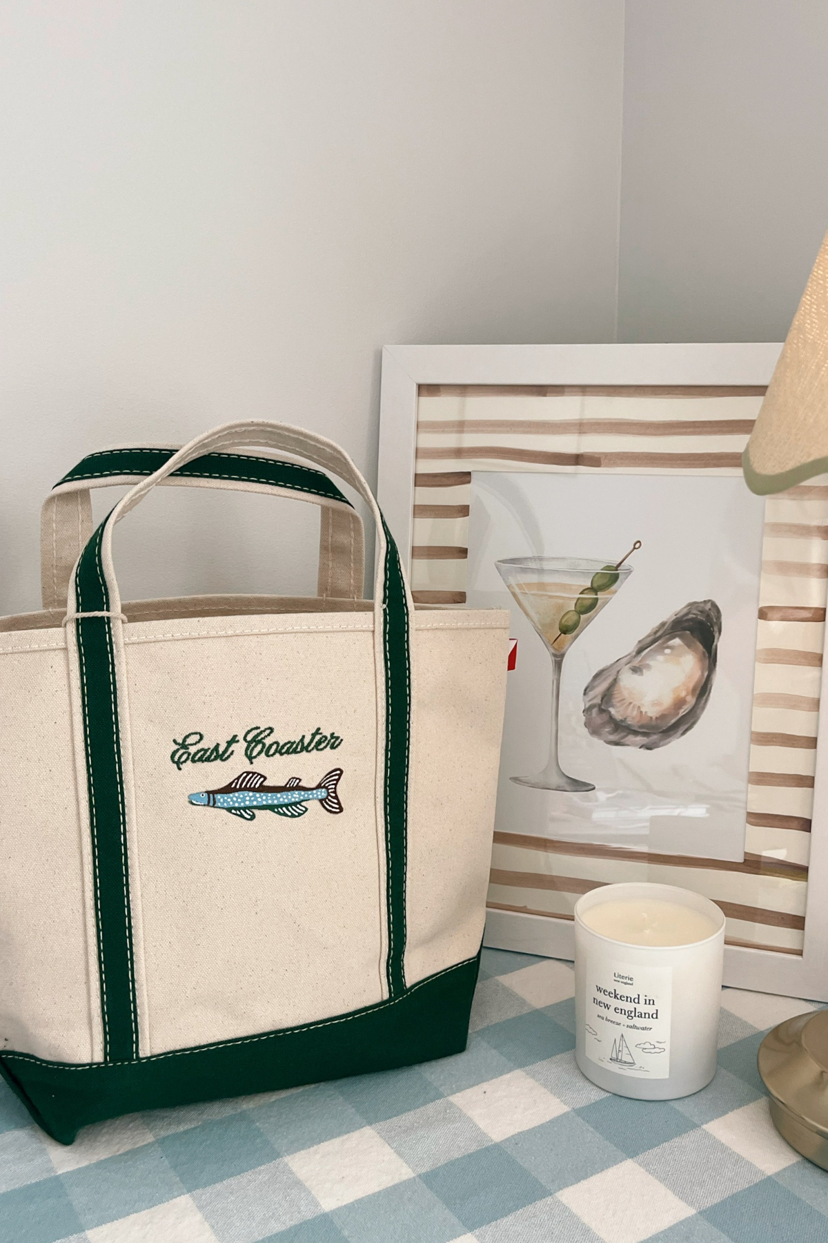 East Coaster Fish Embroidered & Hand Painted Tote Bag