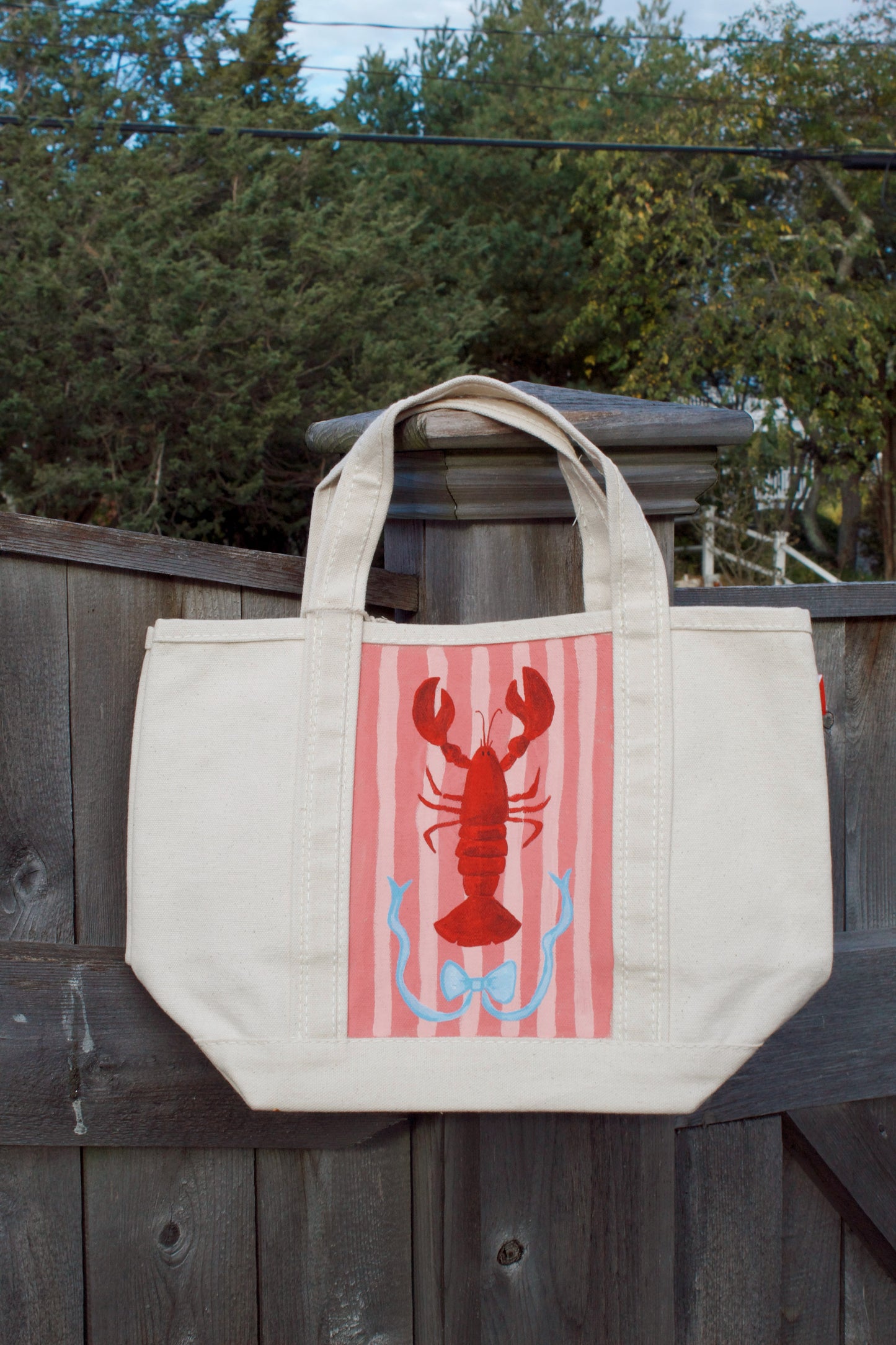 The Lovely Lobster Hand Painted Tote Bag