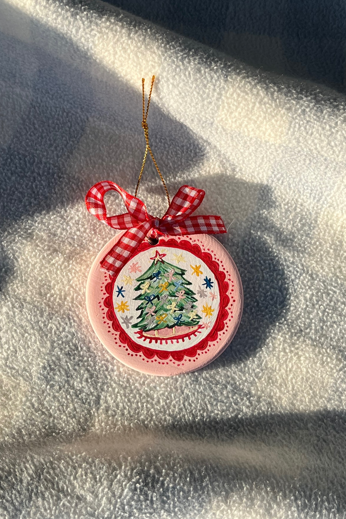 Pink Christmas | Hand Painted Ceramic Ornament
