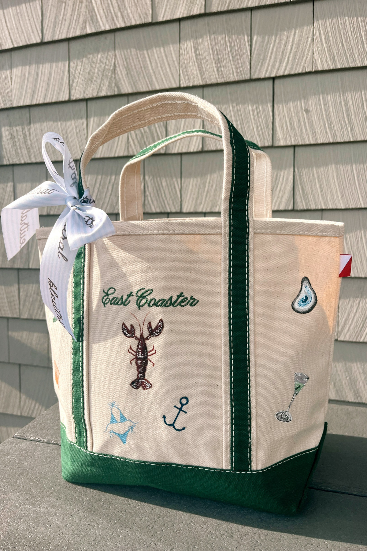 East Coaster Dark Green Icons Hand Painted Tote