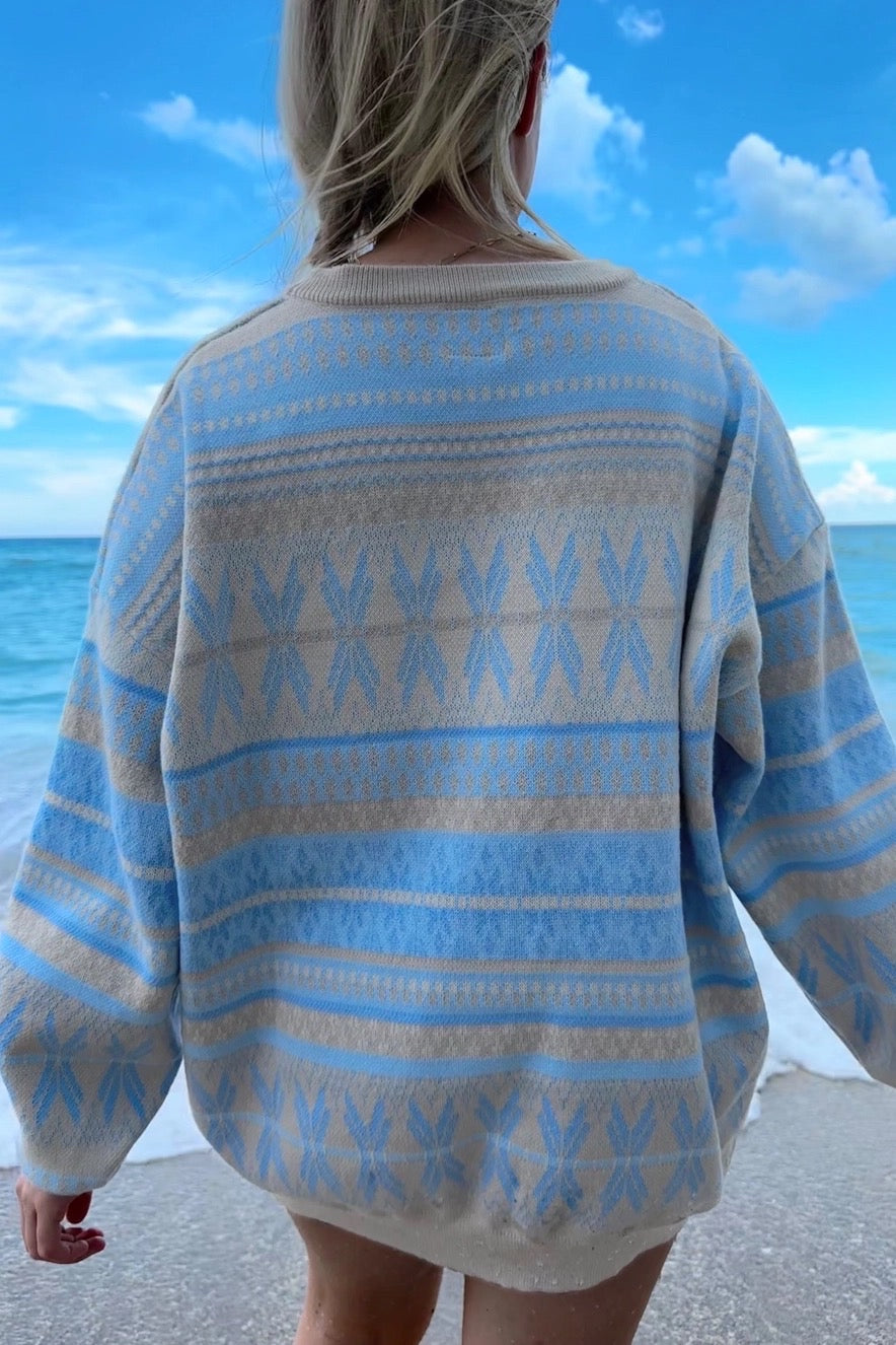 Aspen Ski Sweater in Blue Snowflake
