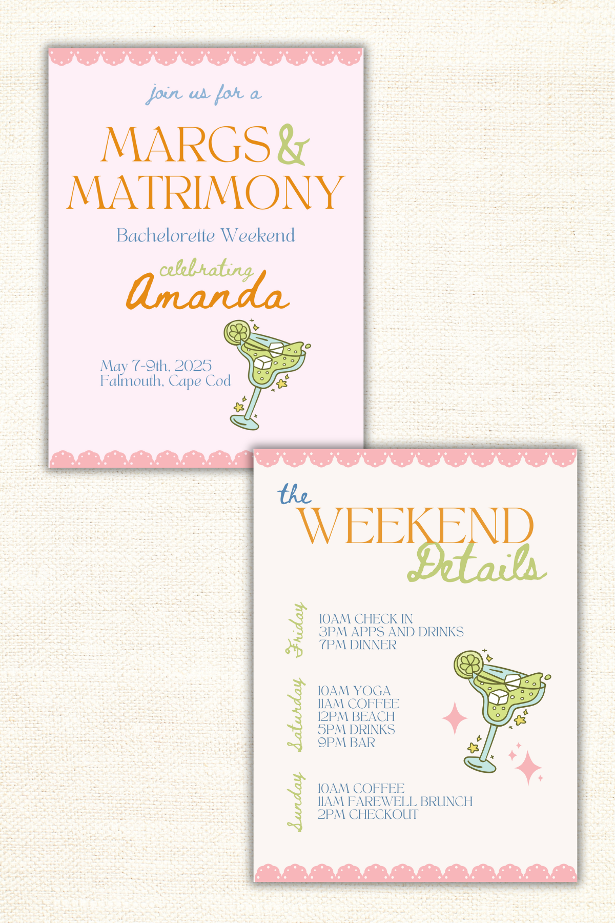 Margs & Matrimony Bachelorette Template: DIGITAL DOWNLOAD