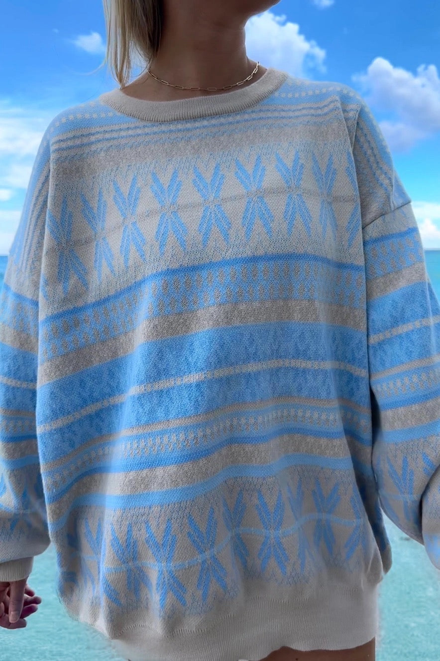 Aspen Ski Sweater in Blue Snowflake