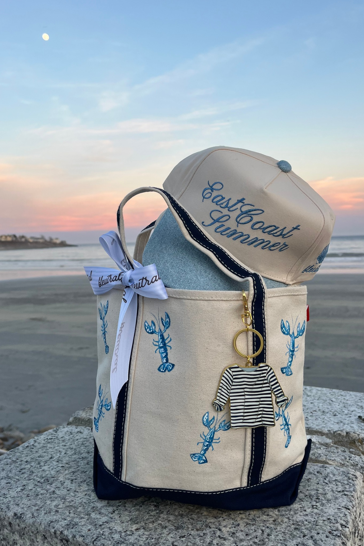 Blue Lobster Hand Painted Tote