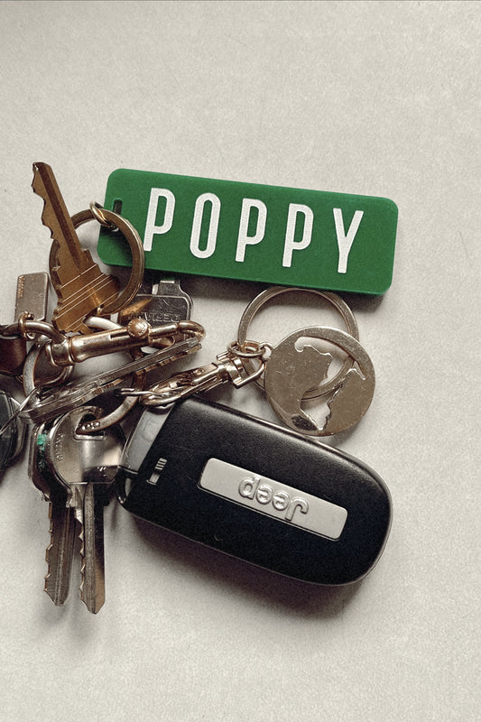 Kelly Green Poppy Keychain