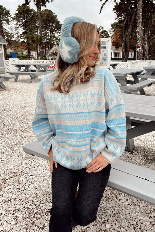 Aspen Ski Sweater in Blue Snowflake