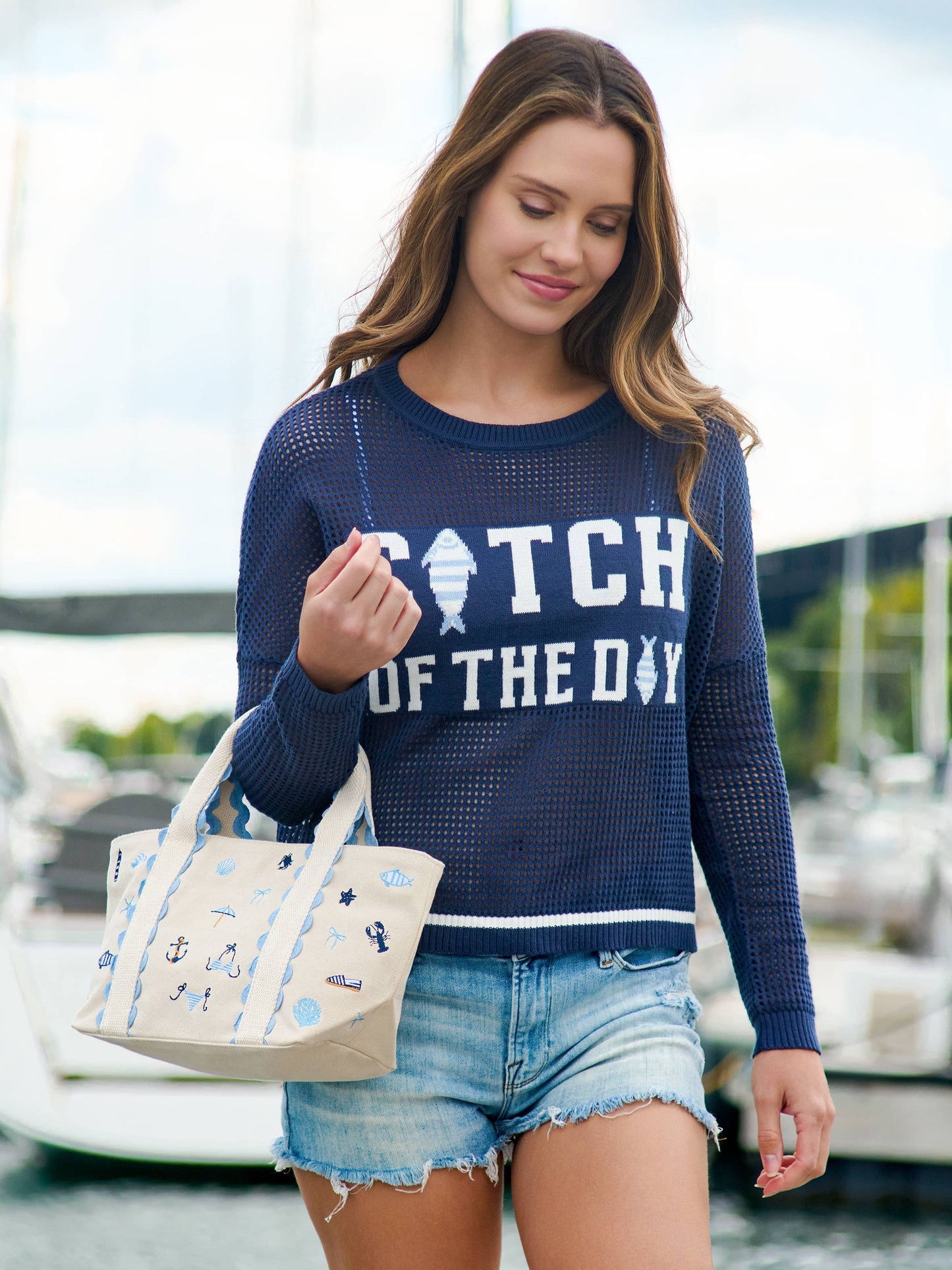 Coastal Icons Embroidered Mini Tote