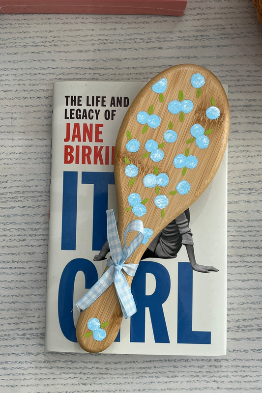 Blue Hydrangea Hand Painted Hair Brush