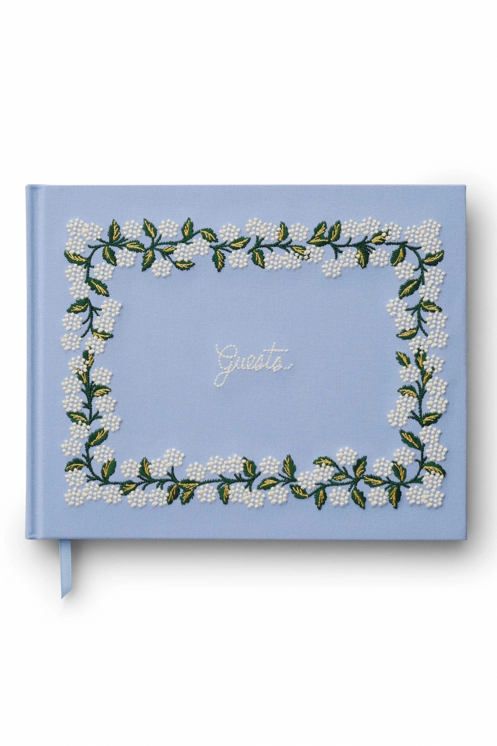 Hydrangea Embroidered Fabric Guest Book
