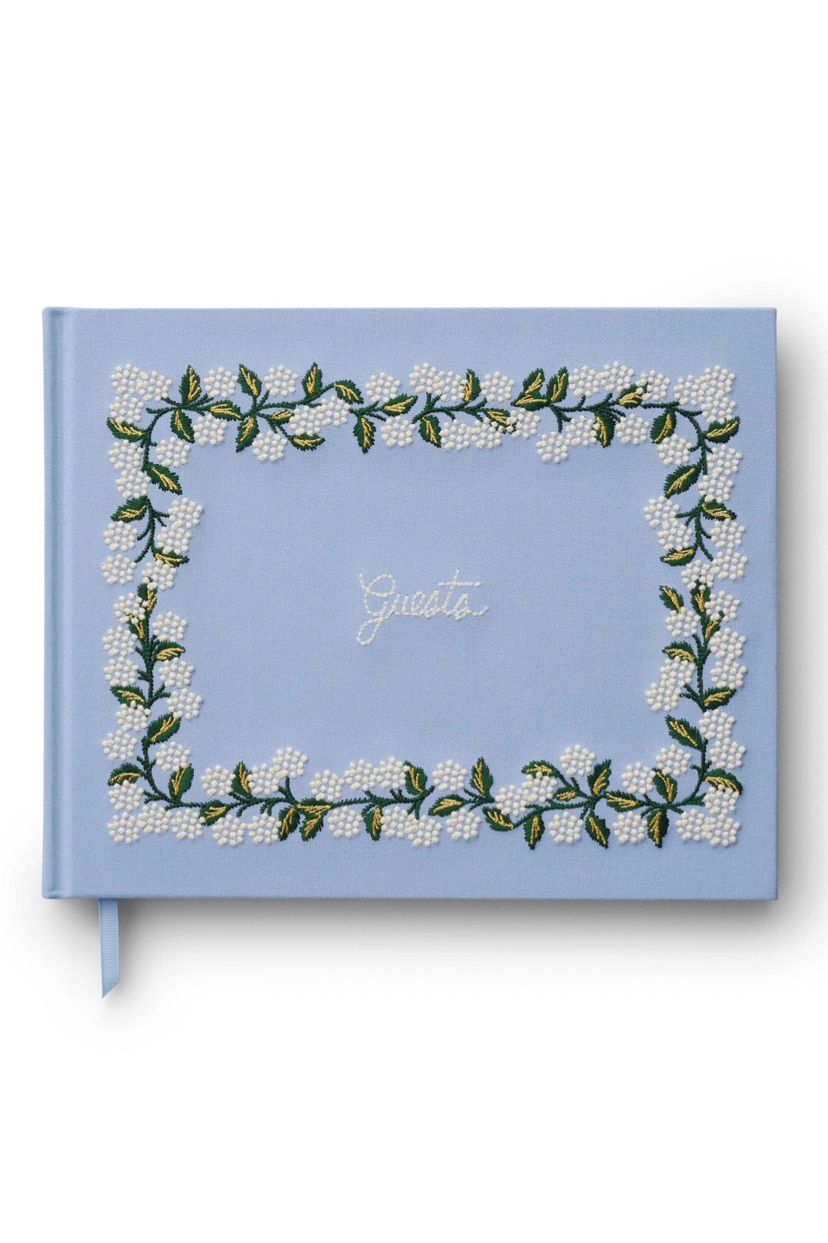 Hydrangea Embroidered Fabric Guest Book