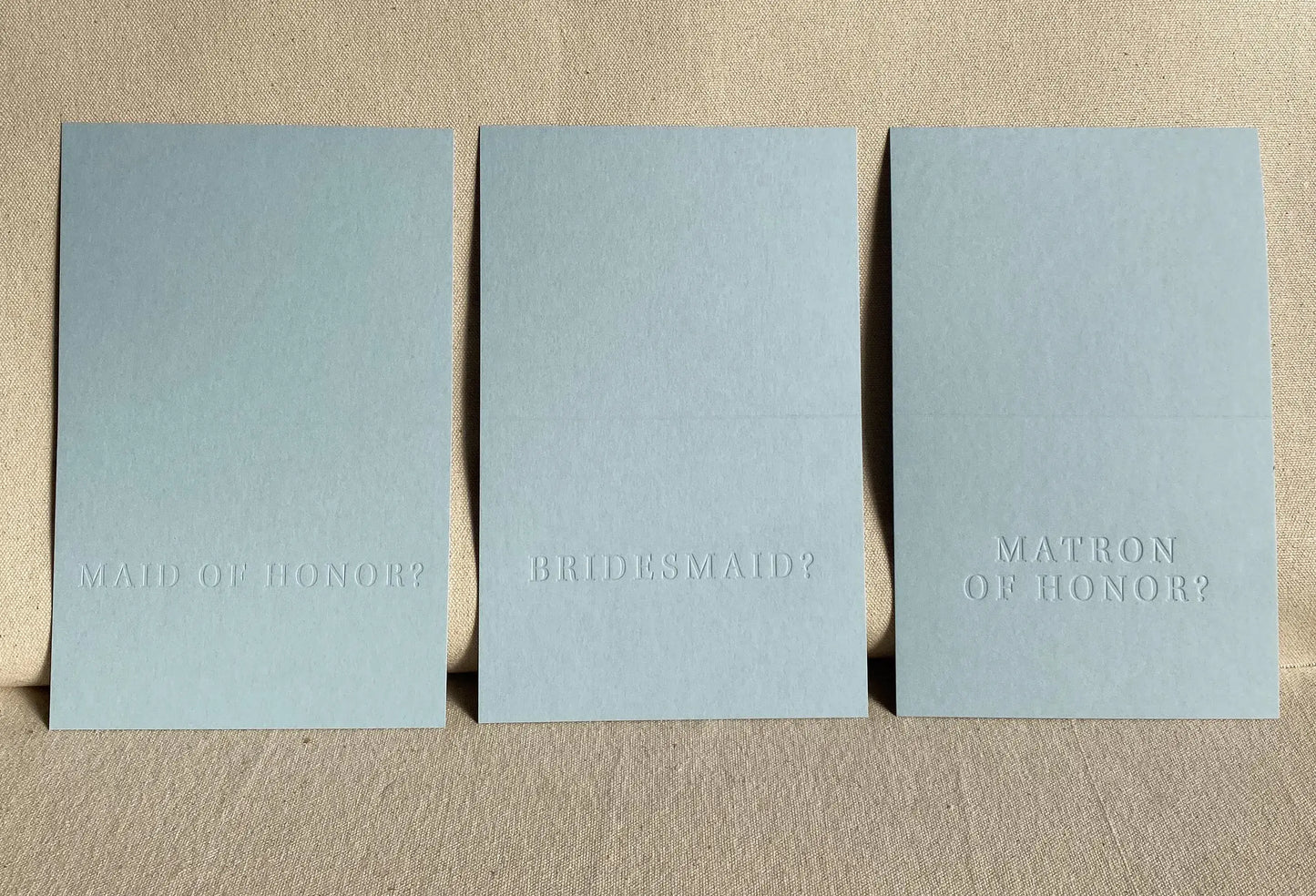 BRIDESMAID?  Letterpress Proposal Card Sky Blue