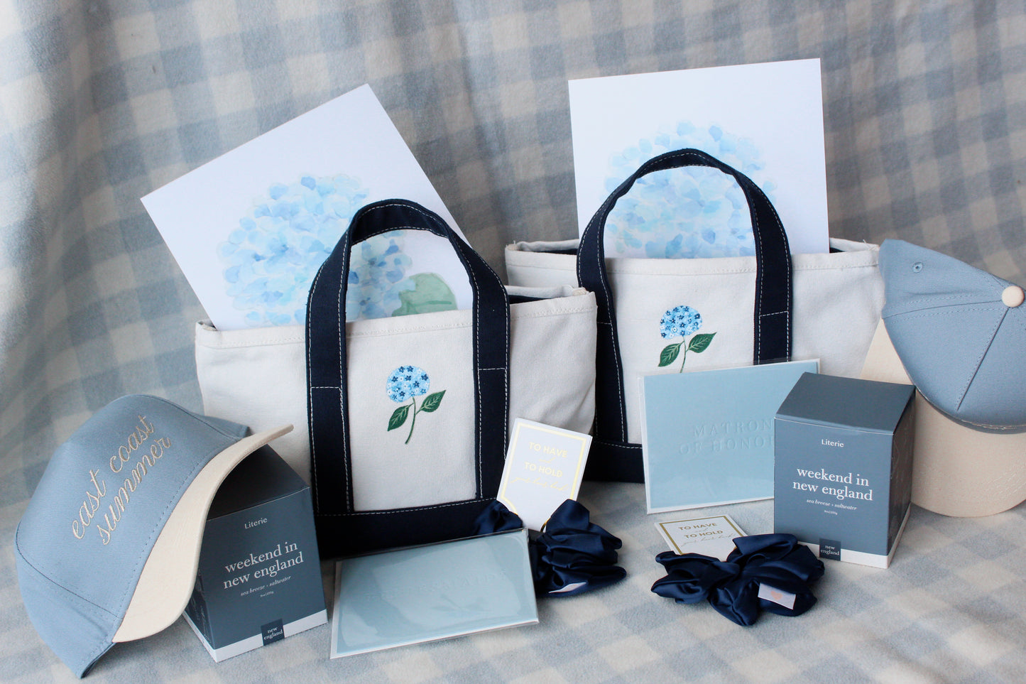 Hand Painted Hydrangea Mini Totes