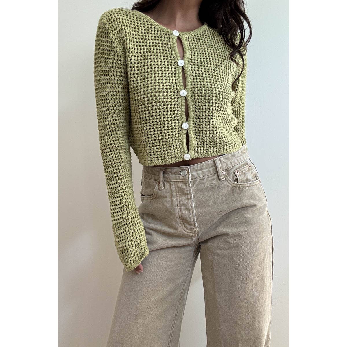 Seagrass Knit Cropped Cardigan
