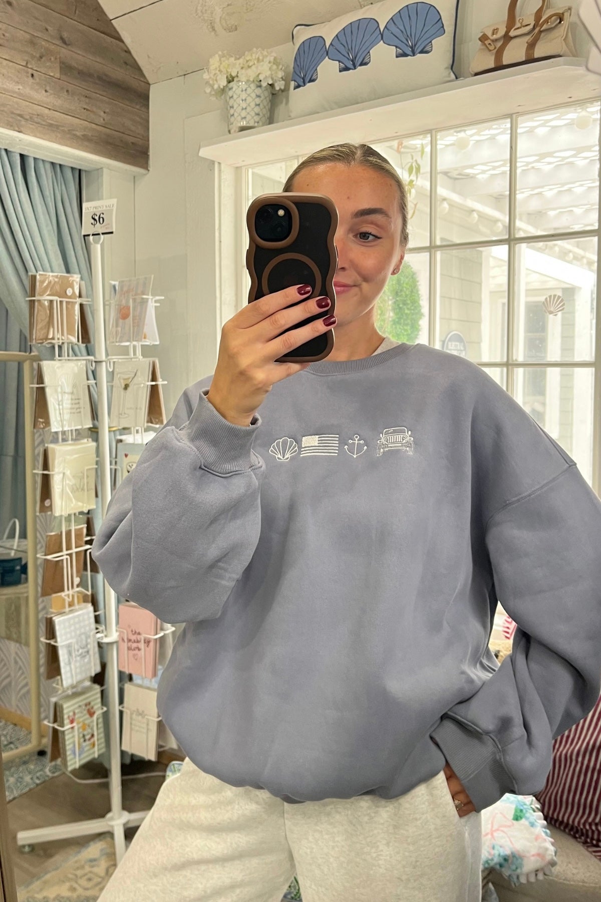 French Blue Coastal Icons Crewneck