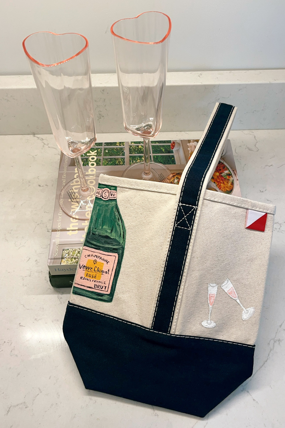 Veuve Rosè Hand Painted Wine Tote Bag