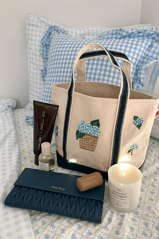 Blue Hydrangea Original Hand Painted Tote Bag