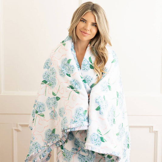 Hydrangea Ribbons Luxe 56 x 60" Throw Blanket