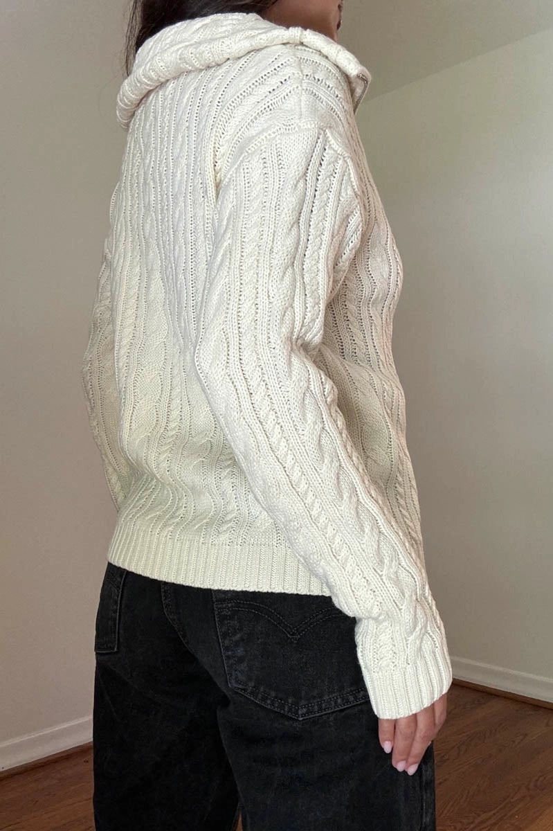 Cape Cable Knit Zip Up