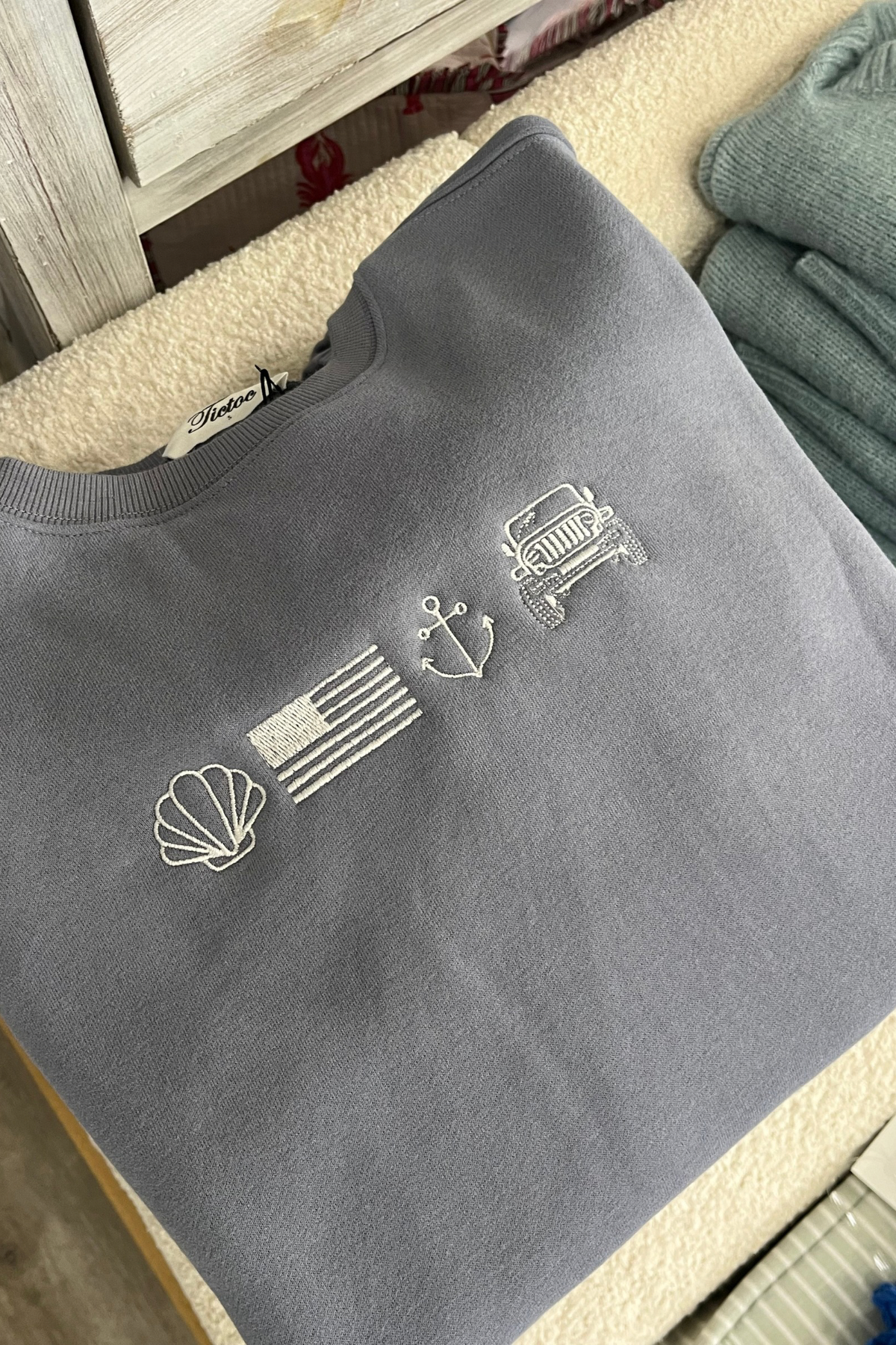 French Blue Coastal Icons Crewneck