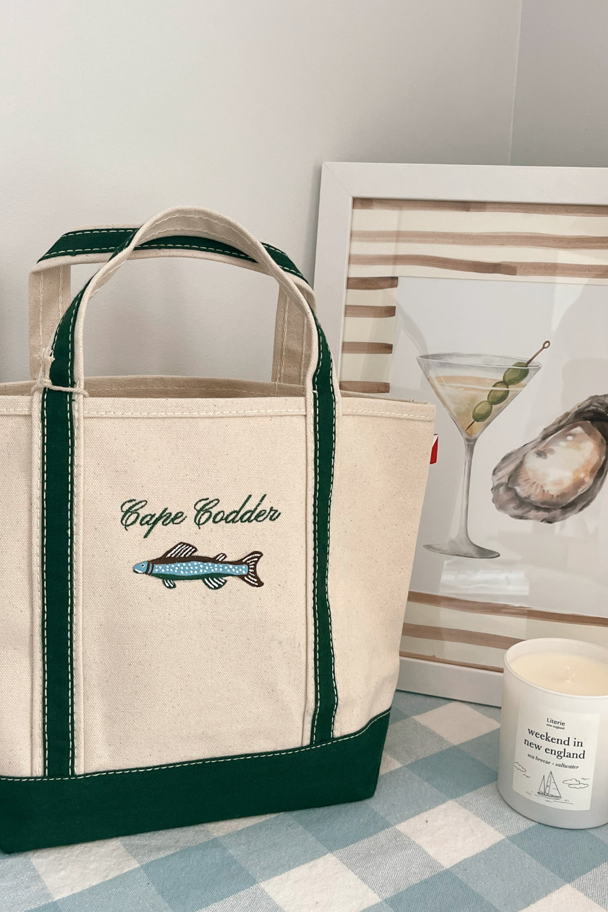 Cape Codder Embroidered & Hand Painted Tote Bag