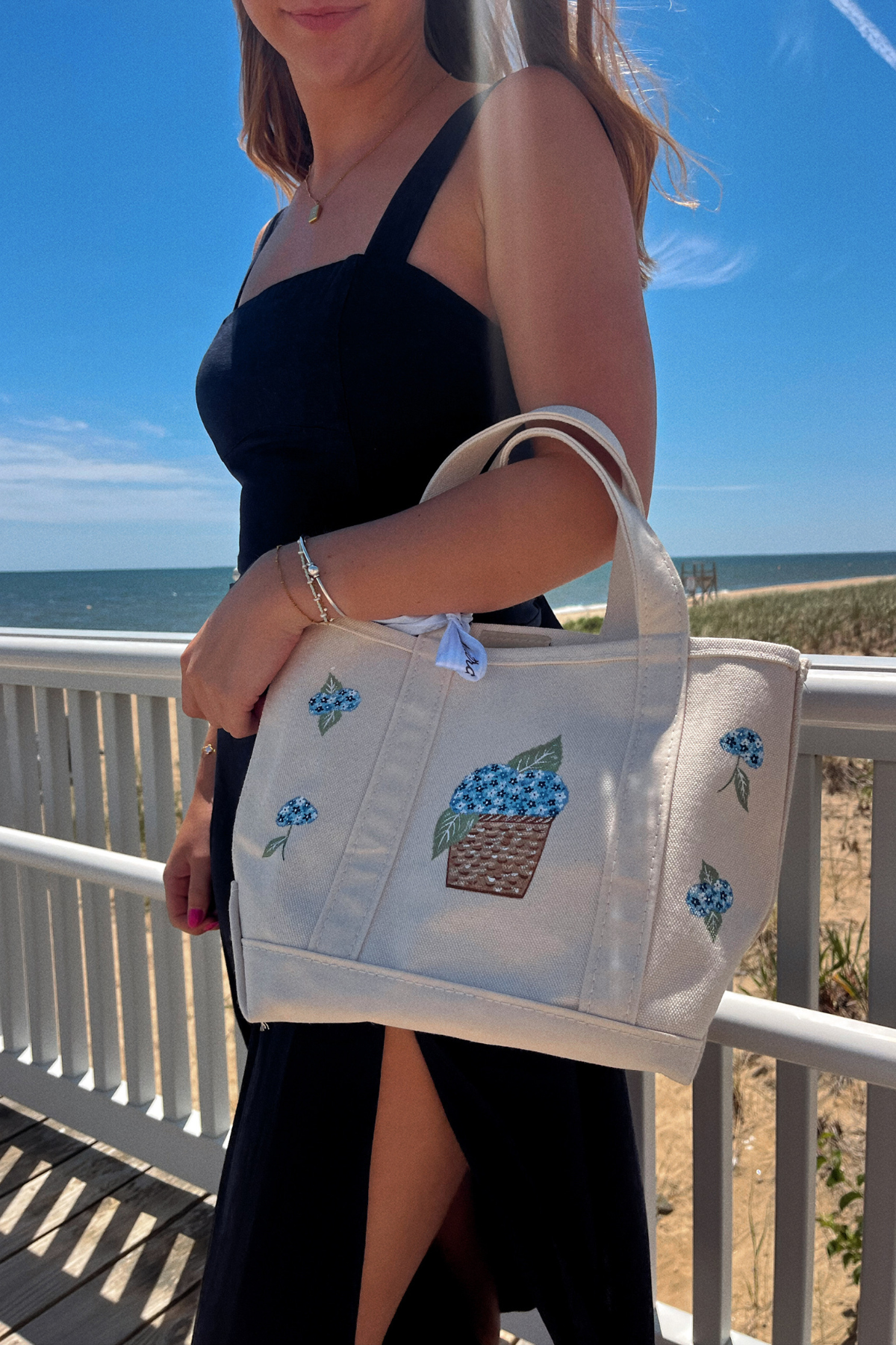 Hand-painted Hydrangea LL Bean Tote