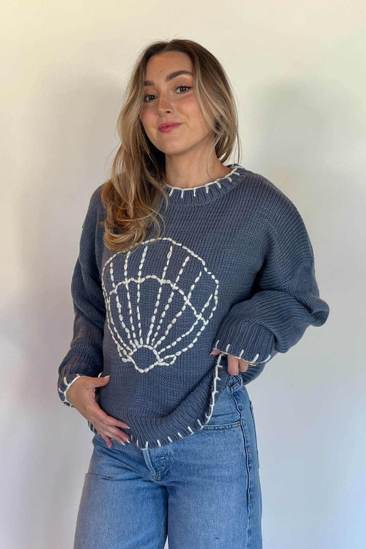 Sally Sells Seashells Knit - Vintage Blue