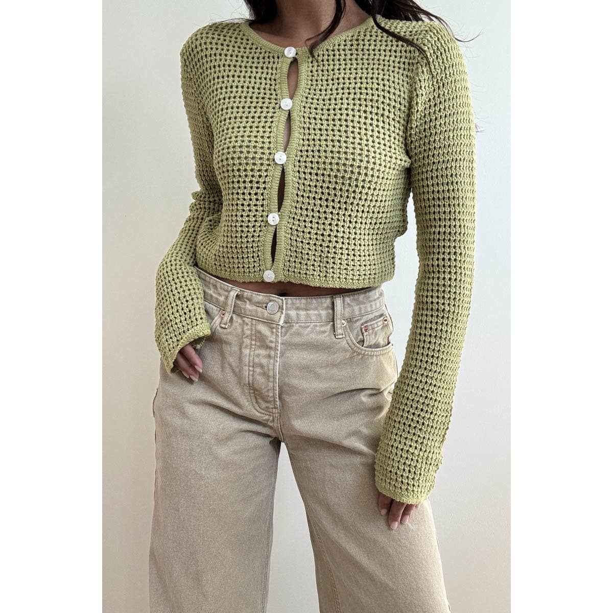 Seagrass Knit Cropped Cardigan