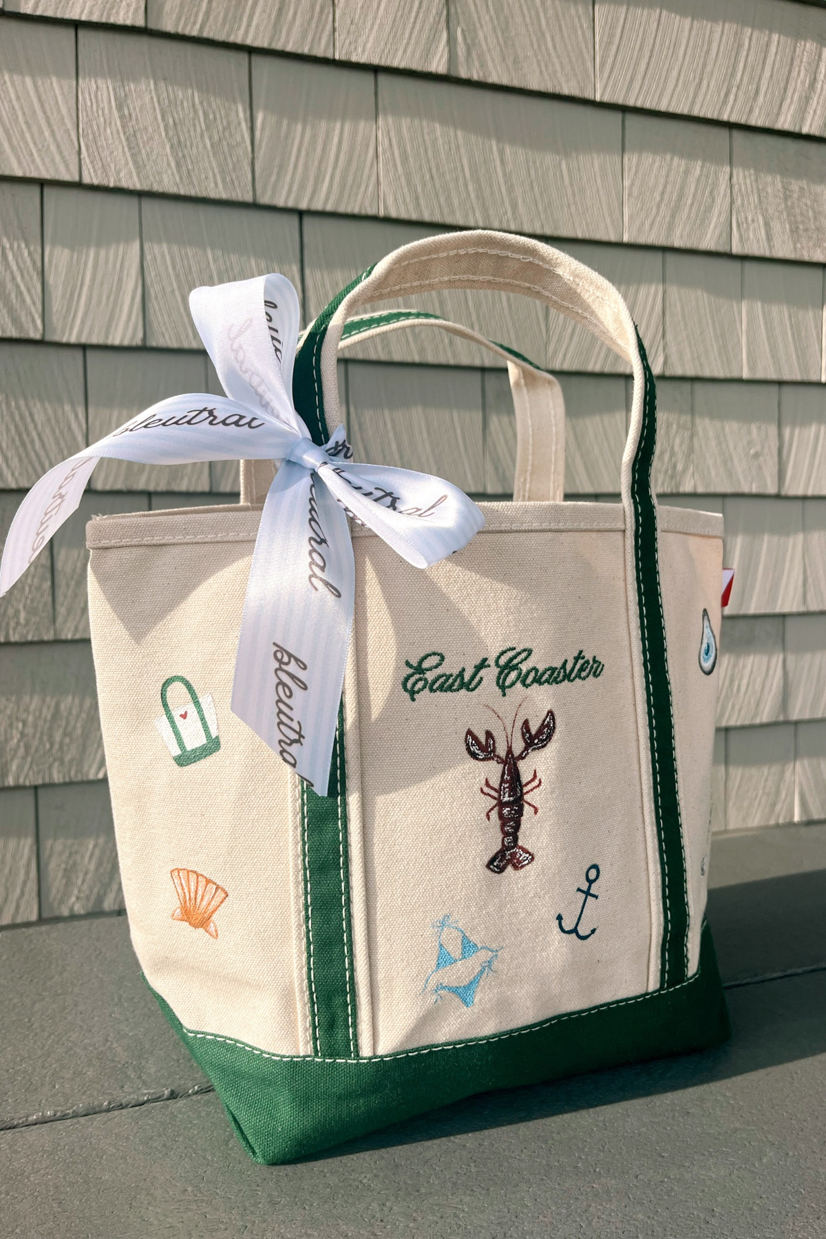 East Coaster Dark Green Icons Hand Painted Tote