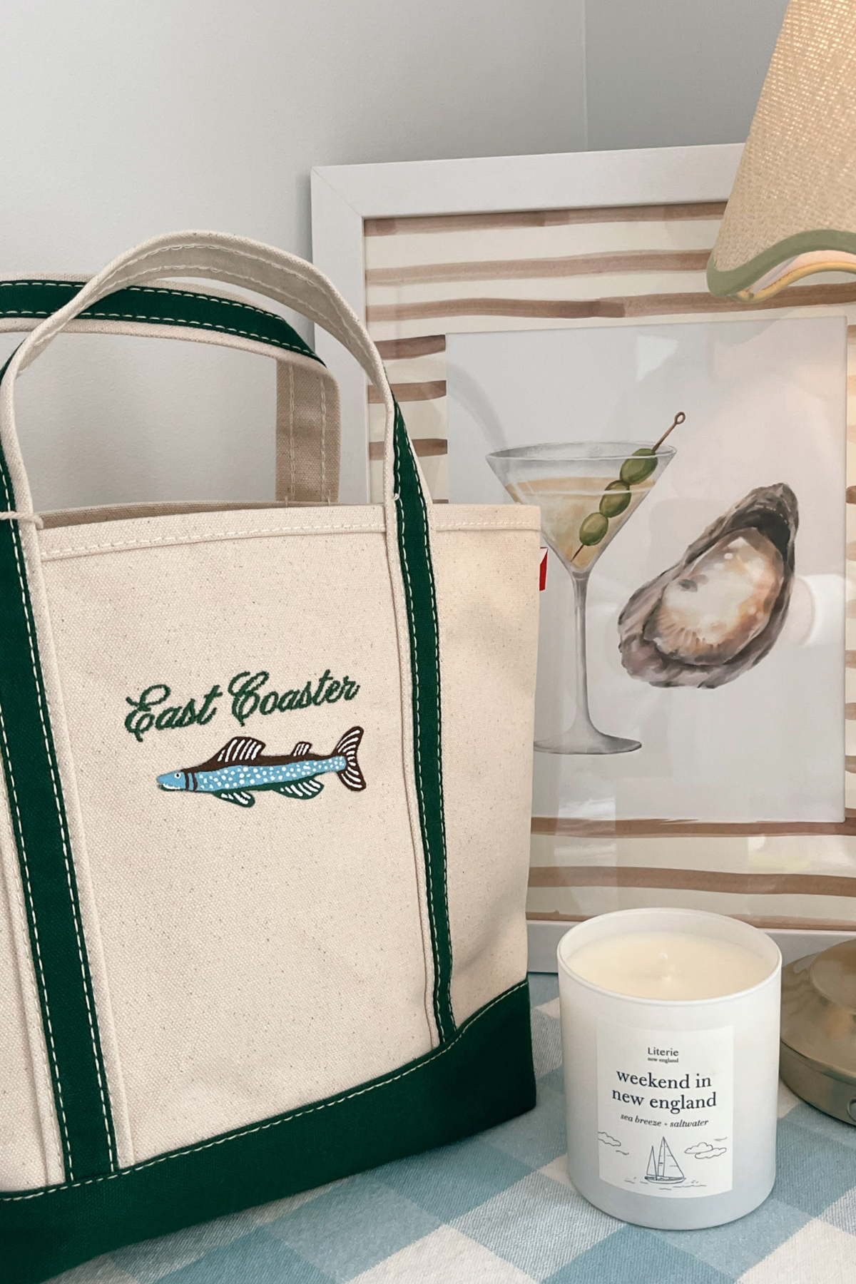 East Coaster Fish Embroidered & Hand Painted Tote Bag