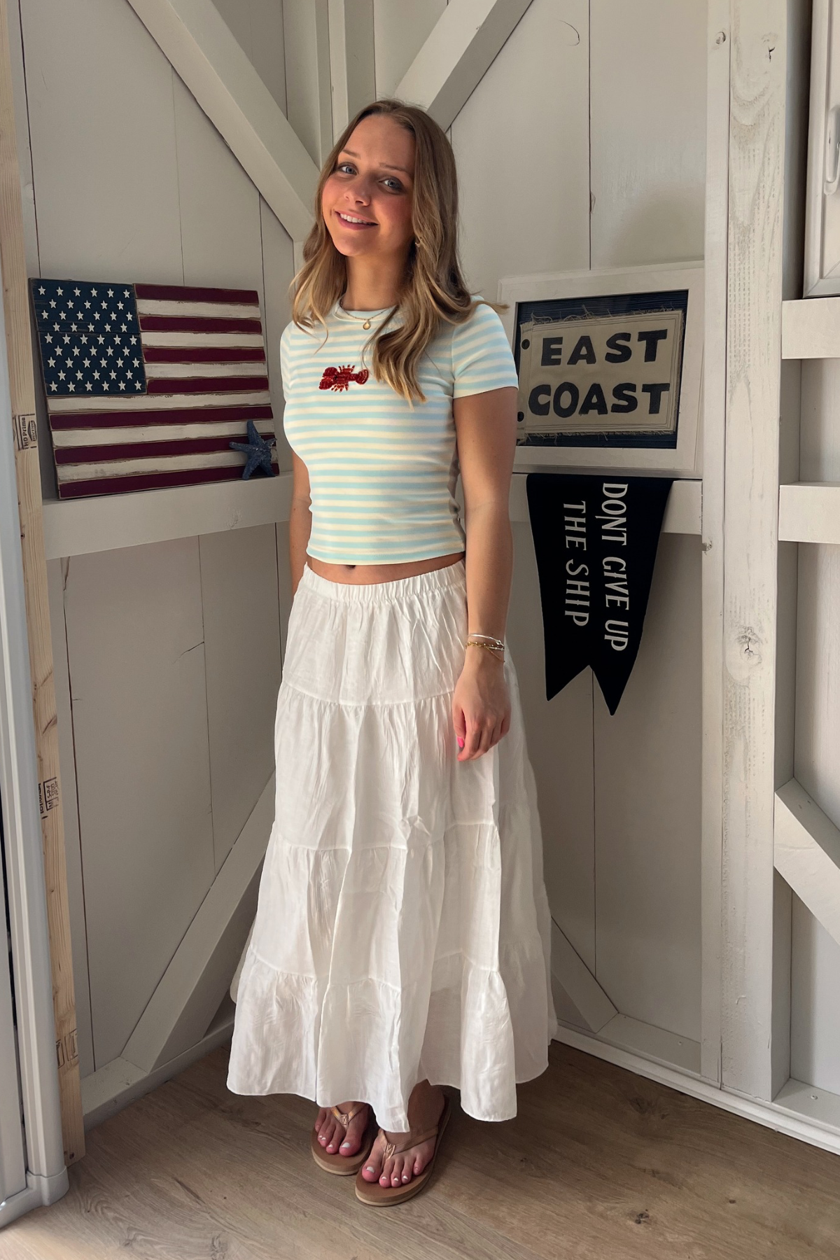 Claws & Stripes Beaded Tee - Blue