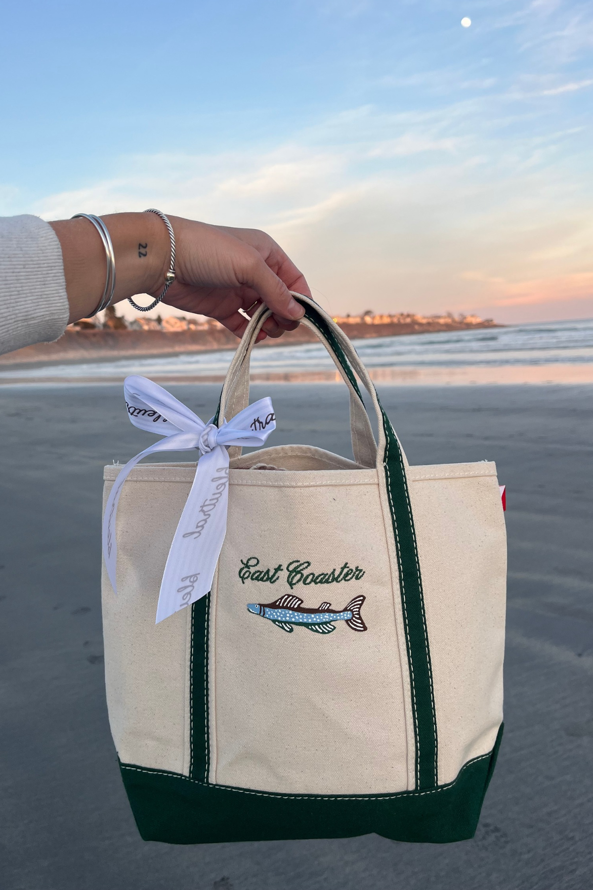 East Coaster Fish Embroidered & Hand Painted Tote Bag