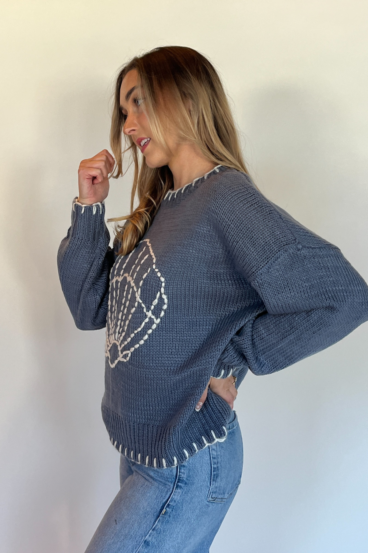 Sally Sells Seashells Knit - Vintage Blue