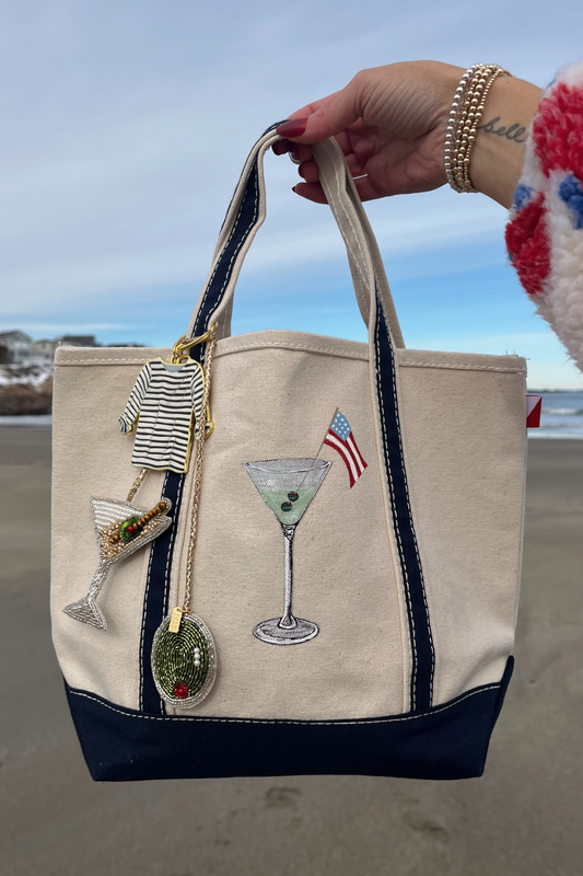 Martini & Flag Original Hand Painted Tote Bag