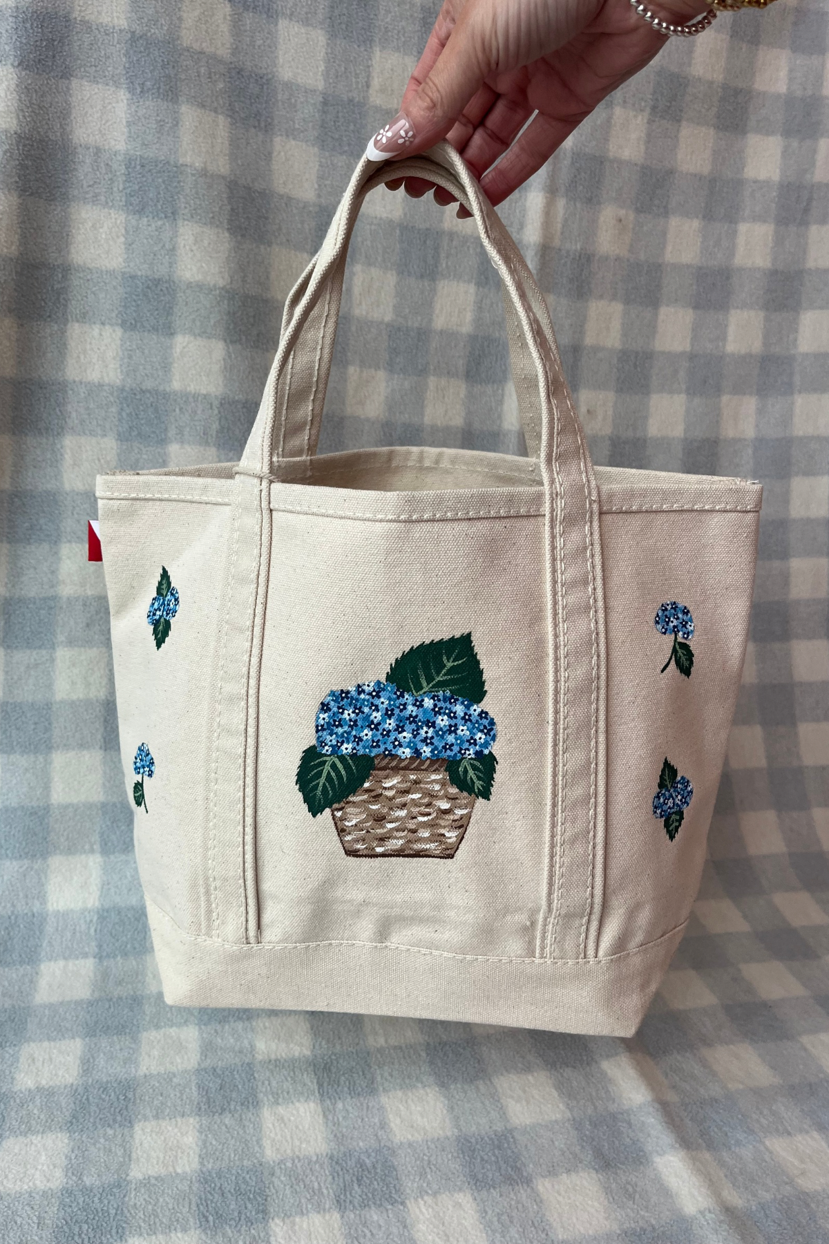 Blue Hydrangea Original Hand Painted Tote Bag