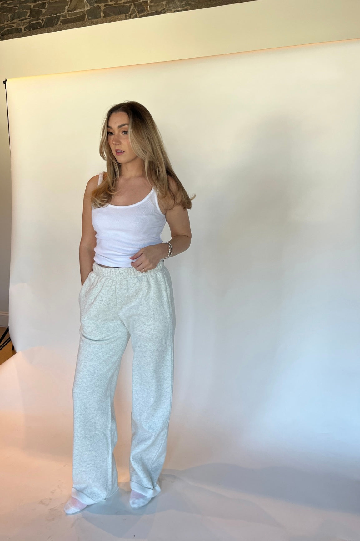 Felicity Fleece Wide Leg Sweatpants - Heather Gray