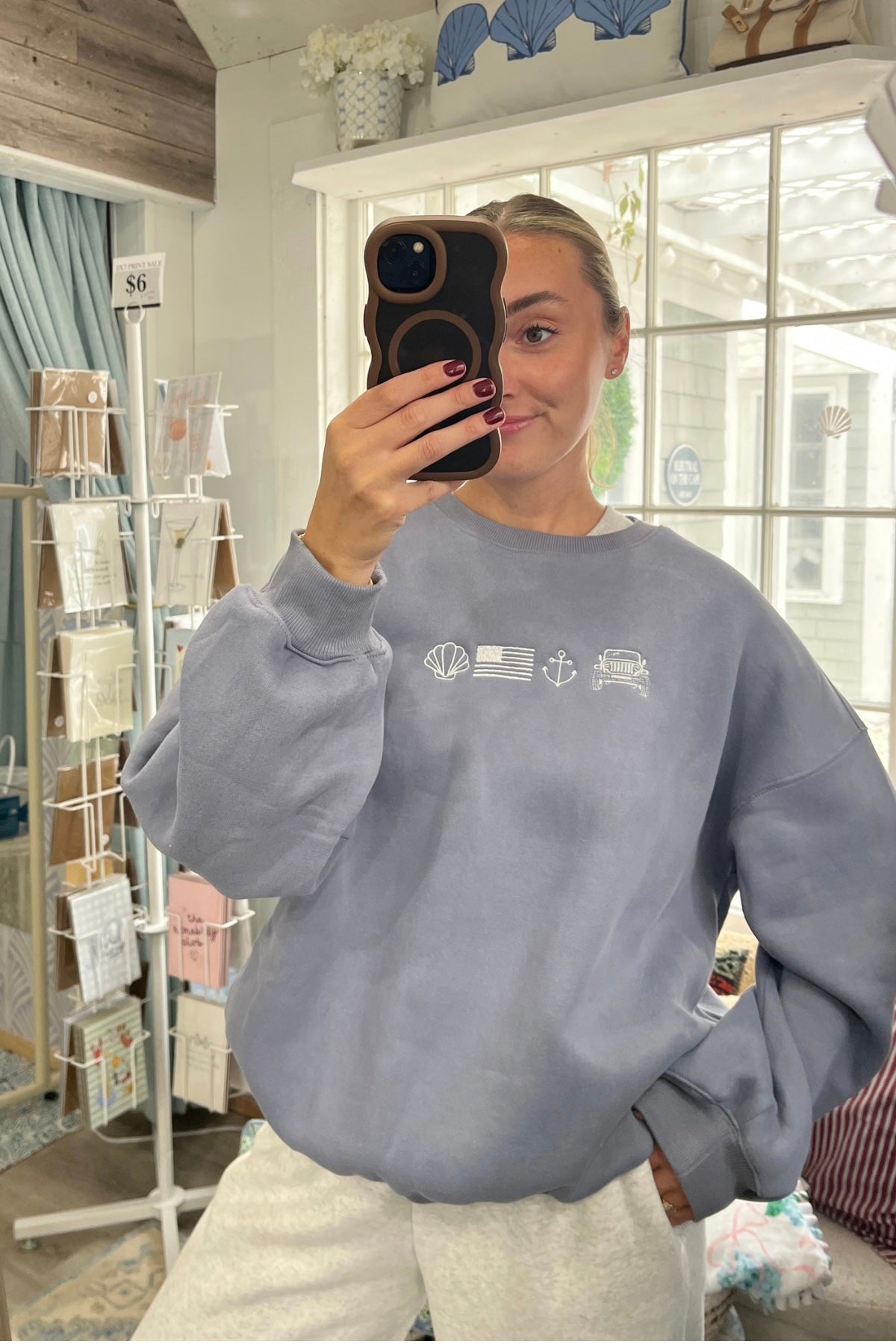 French Blue Coastal Icons Crewneck