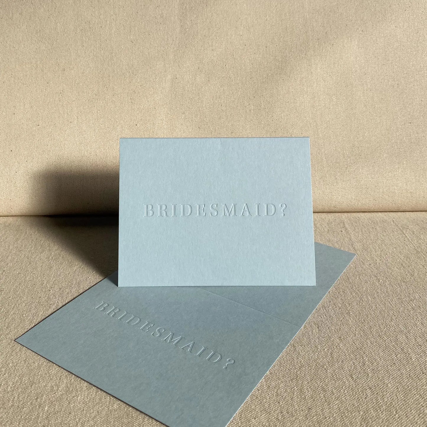 BRIDESMAID?  Letterpress Proposal Card Sky Blue