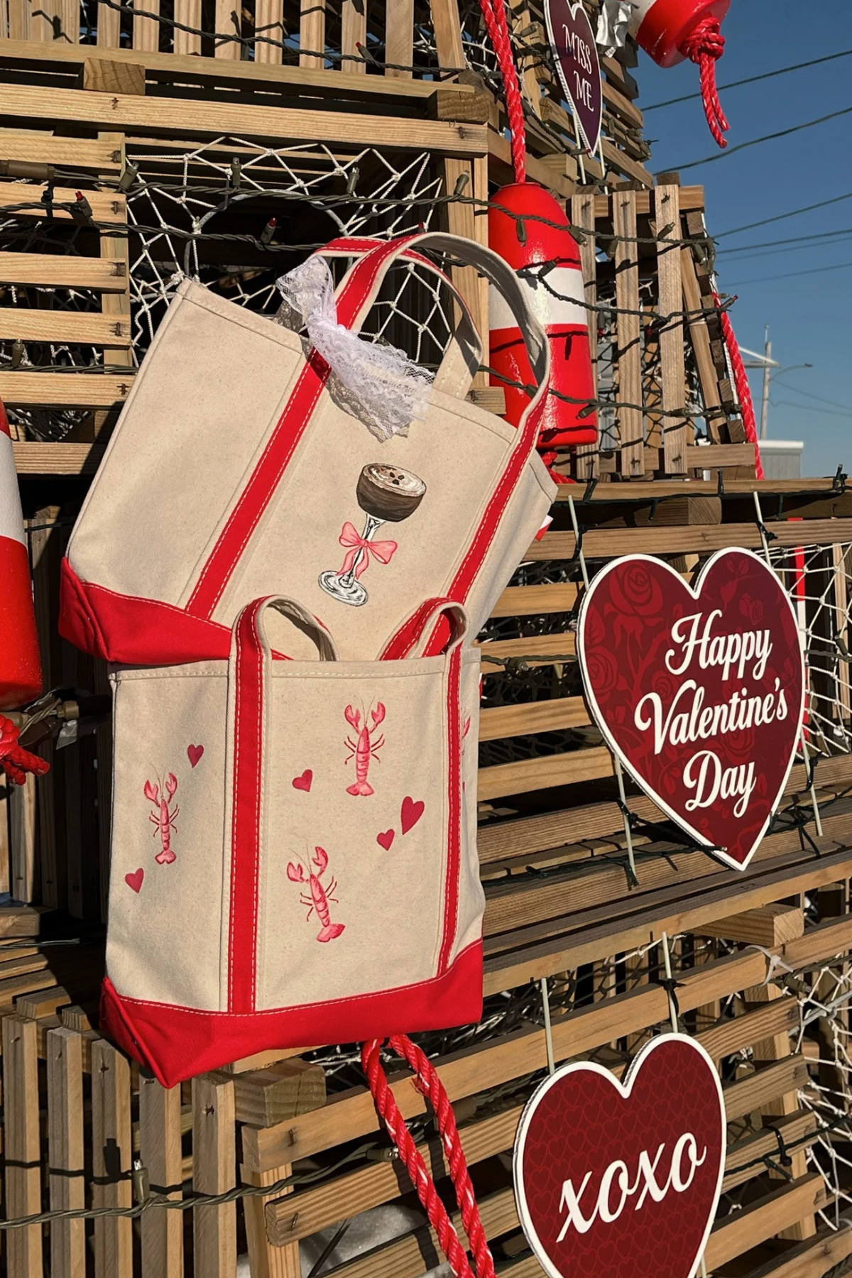 Lobstah Love Hand Painted Tote Bag