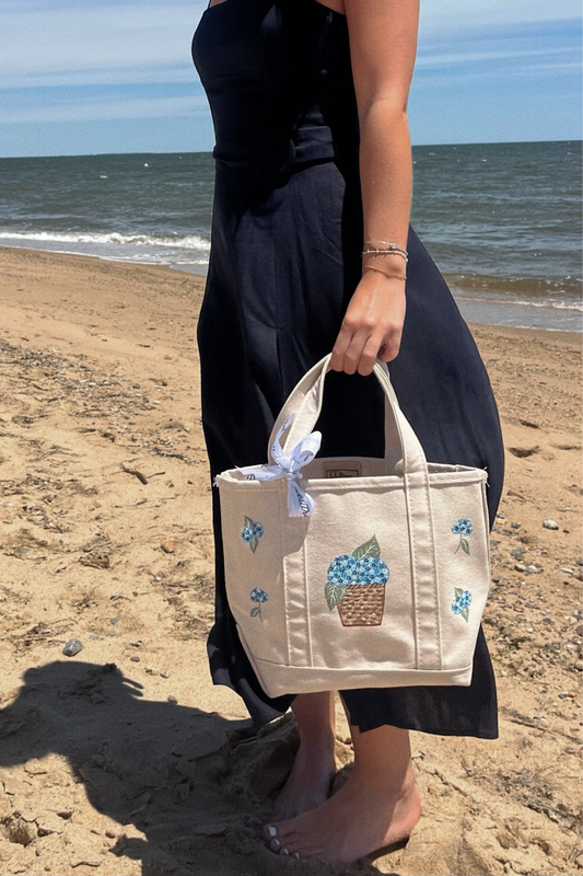 Hand-painted Hydrangea LL Bean Tote