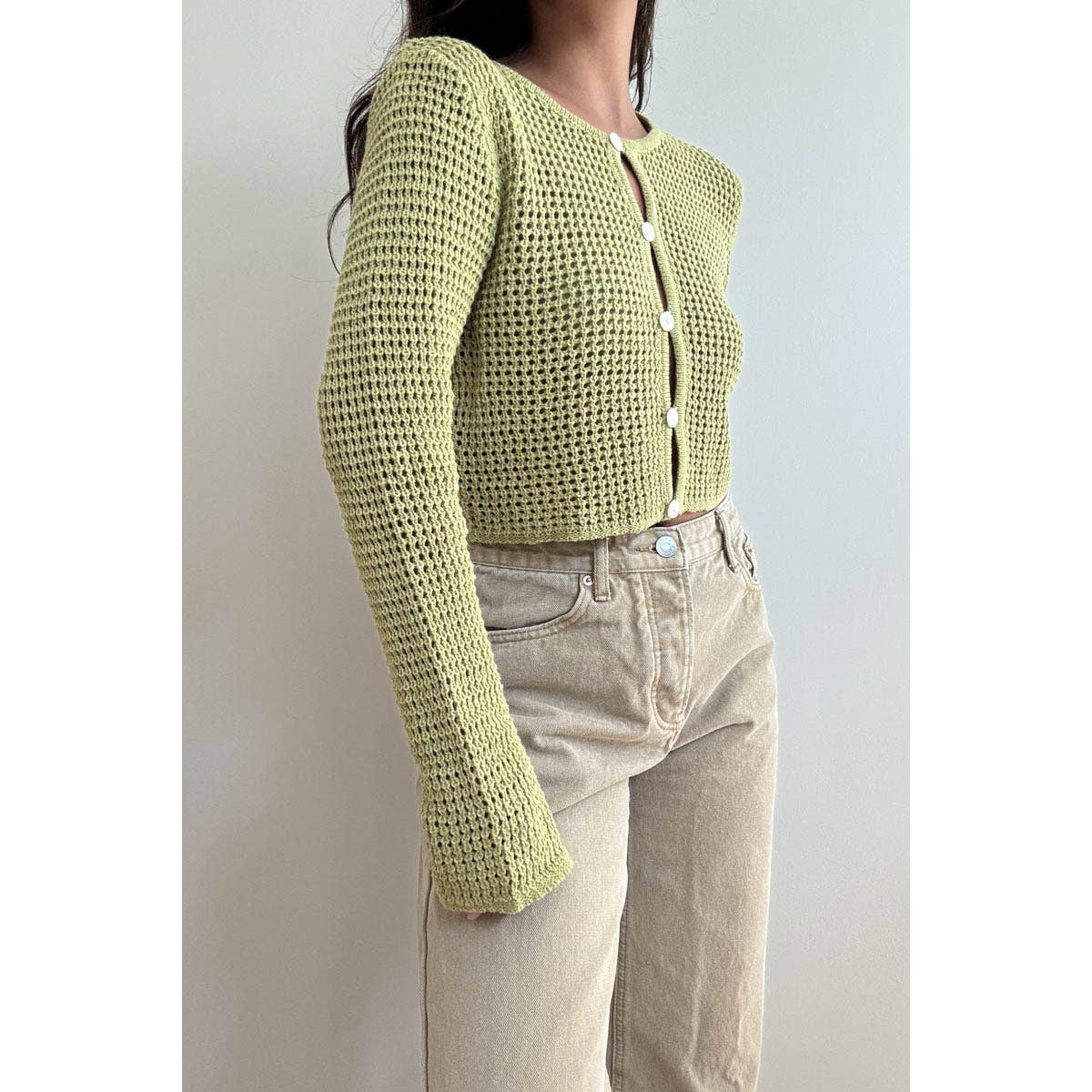 Seagrass Knit Cropped Cardigan