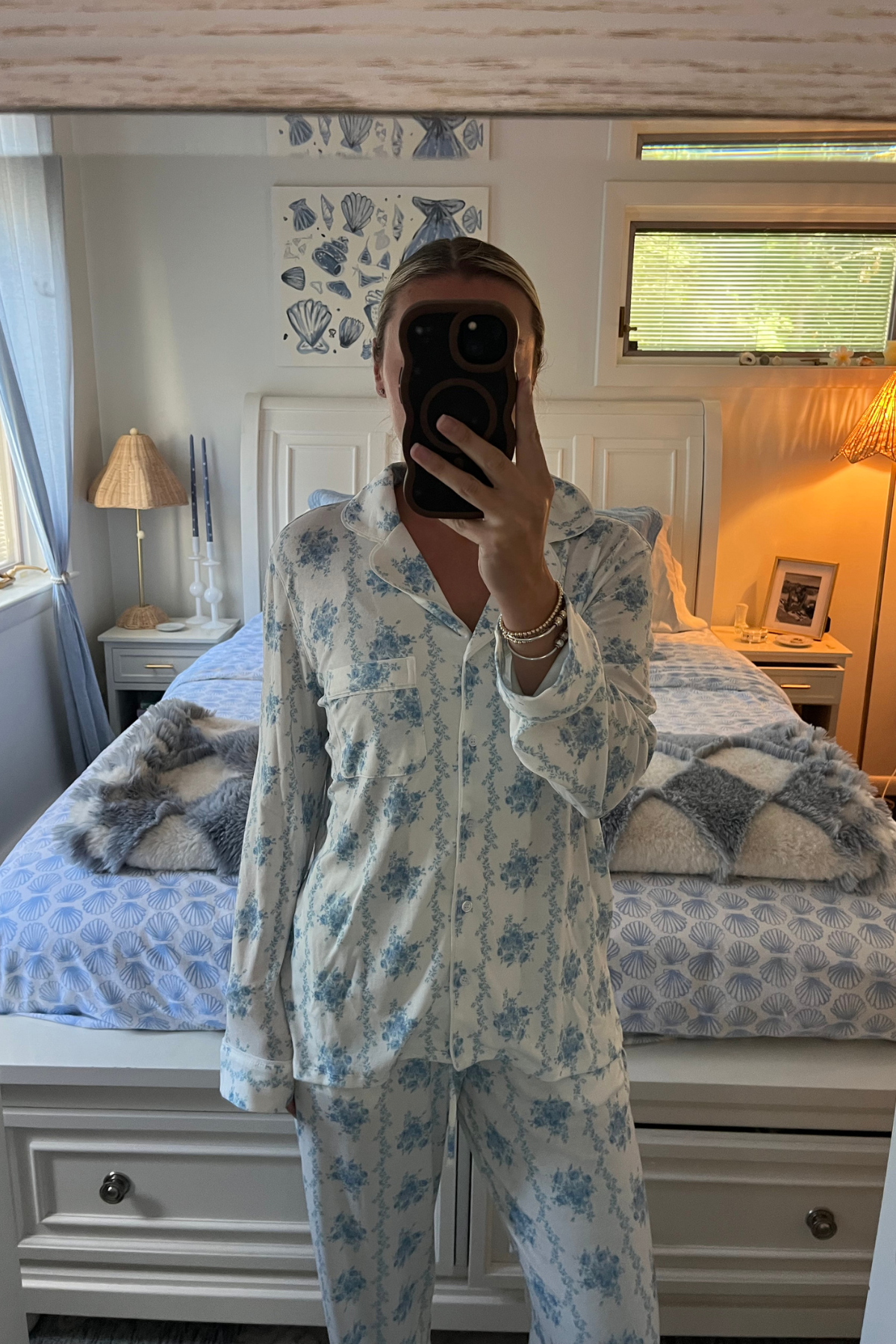 Blue Rose Long Sleeve Pajama Set