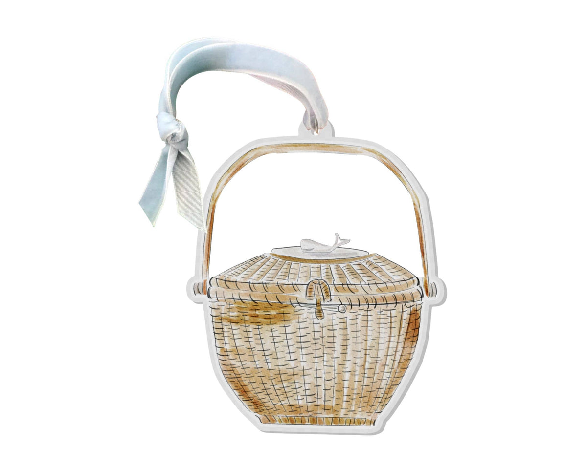 A Nantucket Lightship Basket Acrylic Coastal Ornament