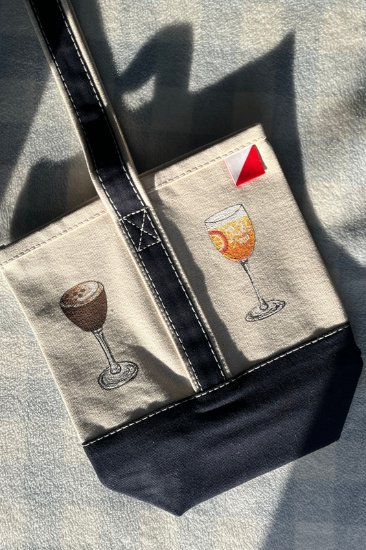 Espresso | Aperol Hand Painted Wine Tote