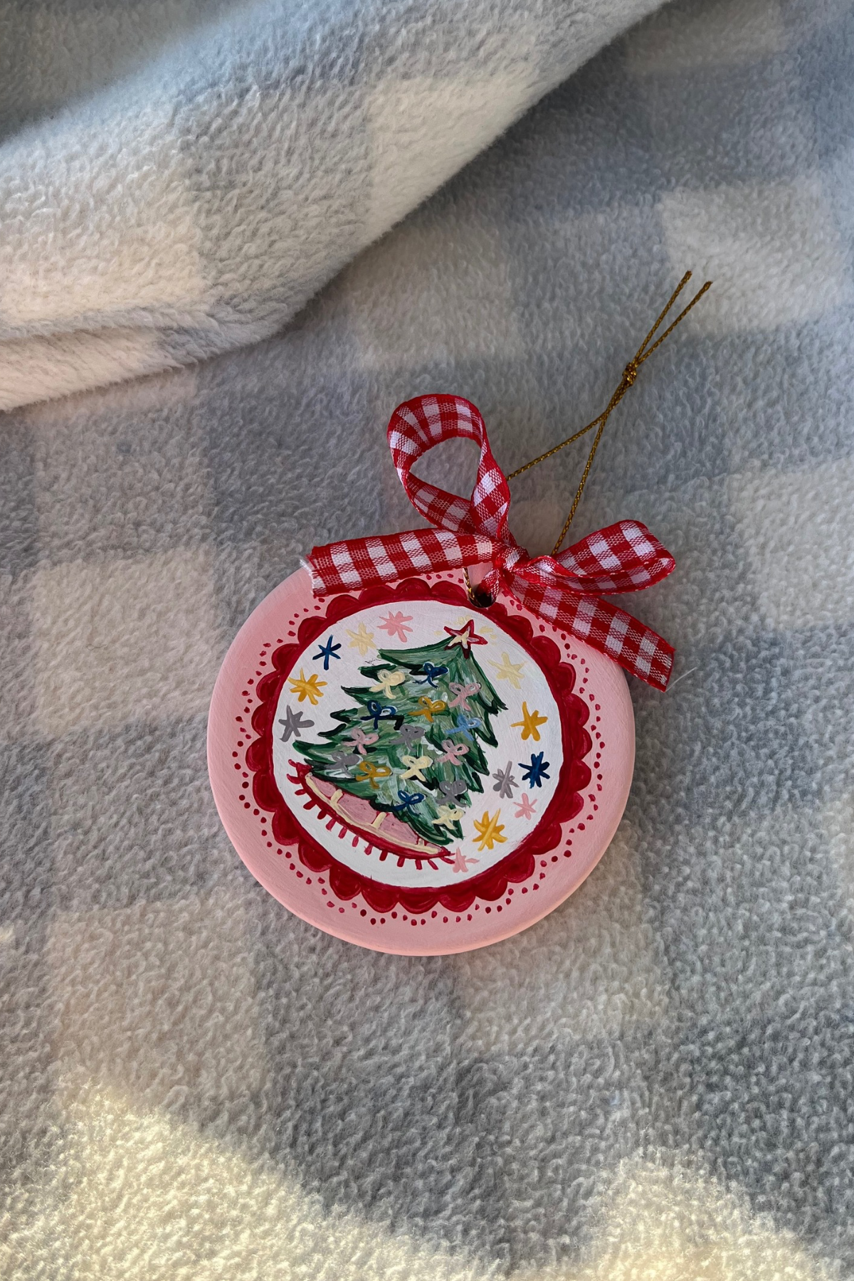 Pink Christmas | Hand Painted Ceramic Ornament