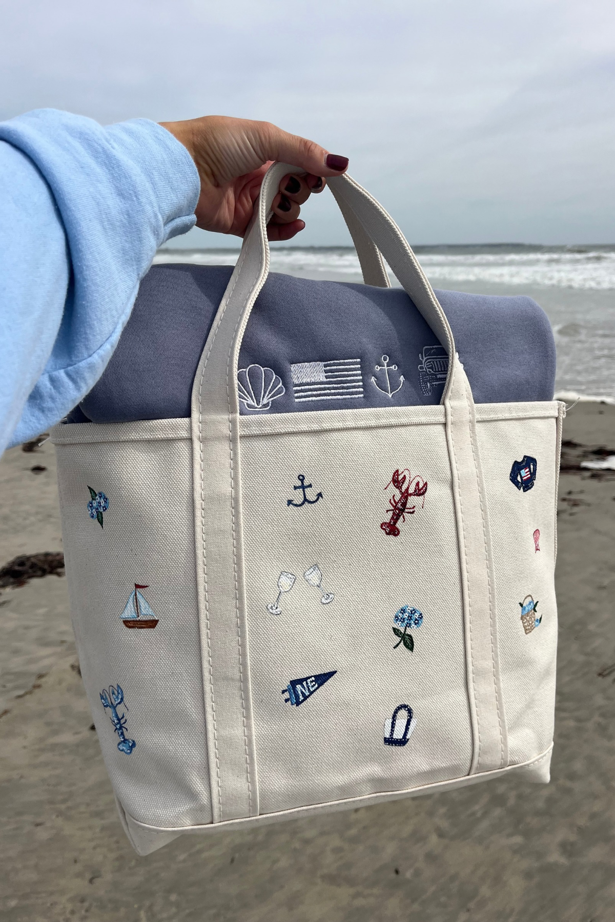 New England Icons Handpainted LL Bean Tote