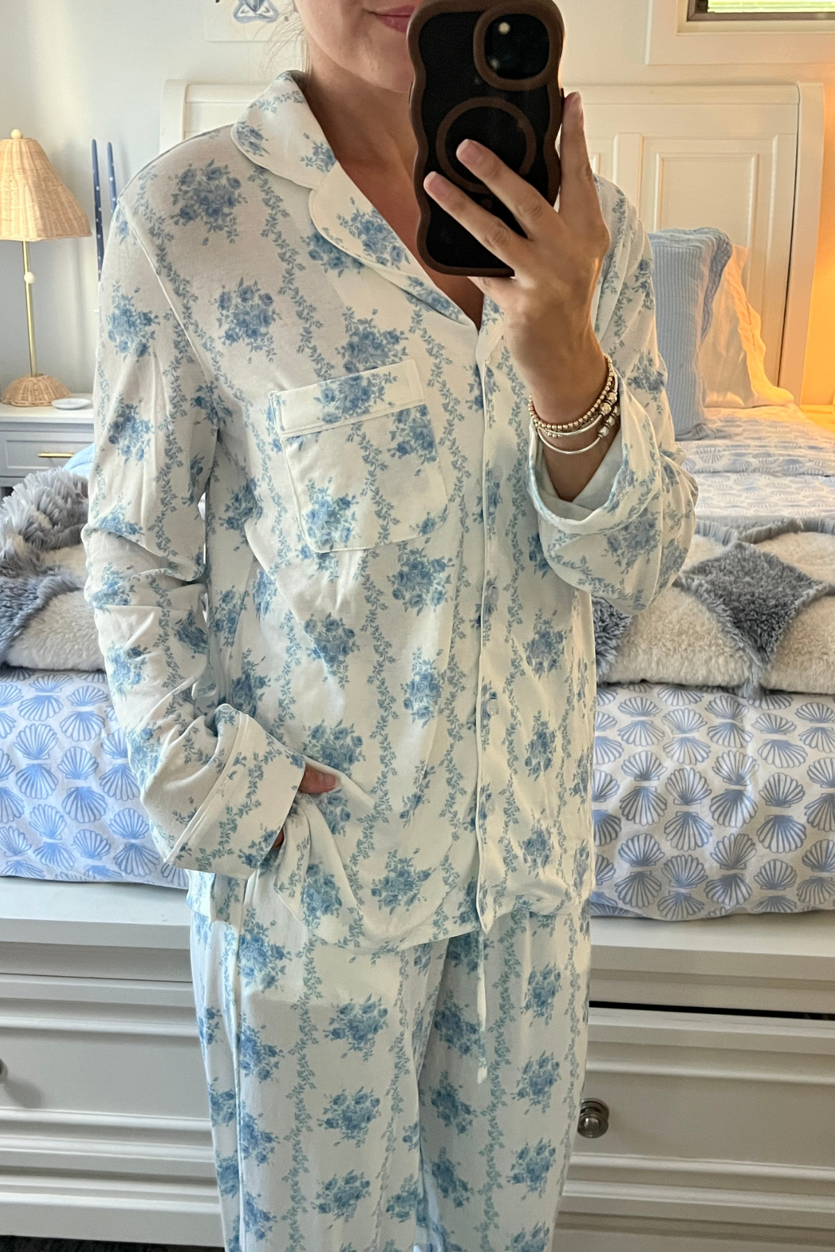 Blue Rose Long Sleeve Pajama Set