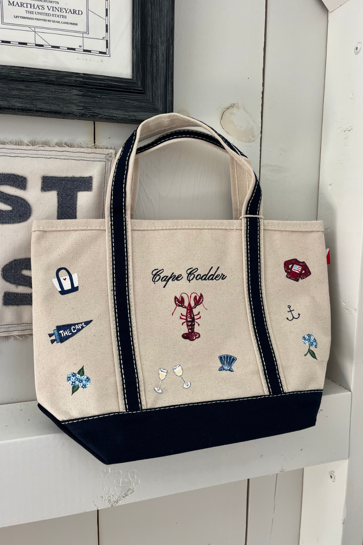 Cape Codder Embroidered & Hand Painted Shore Bag