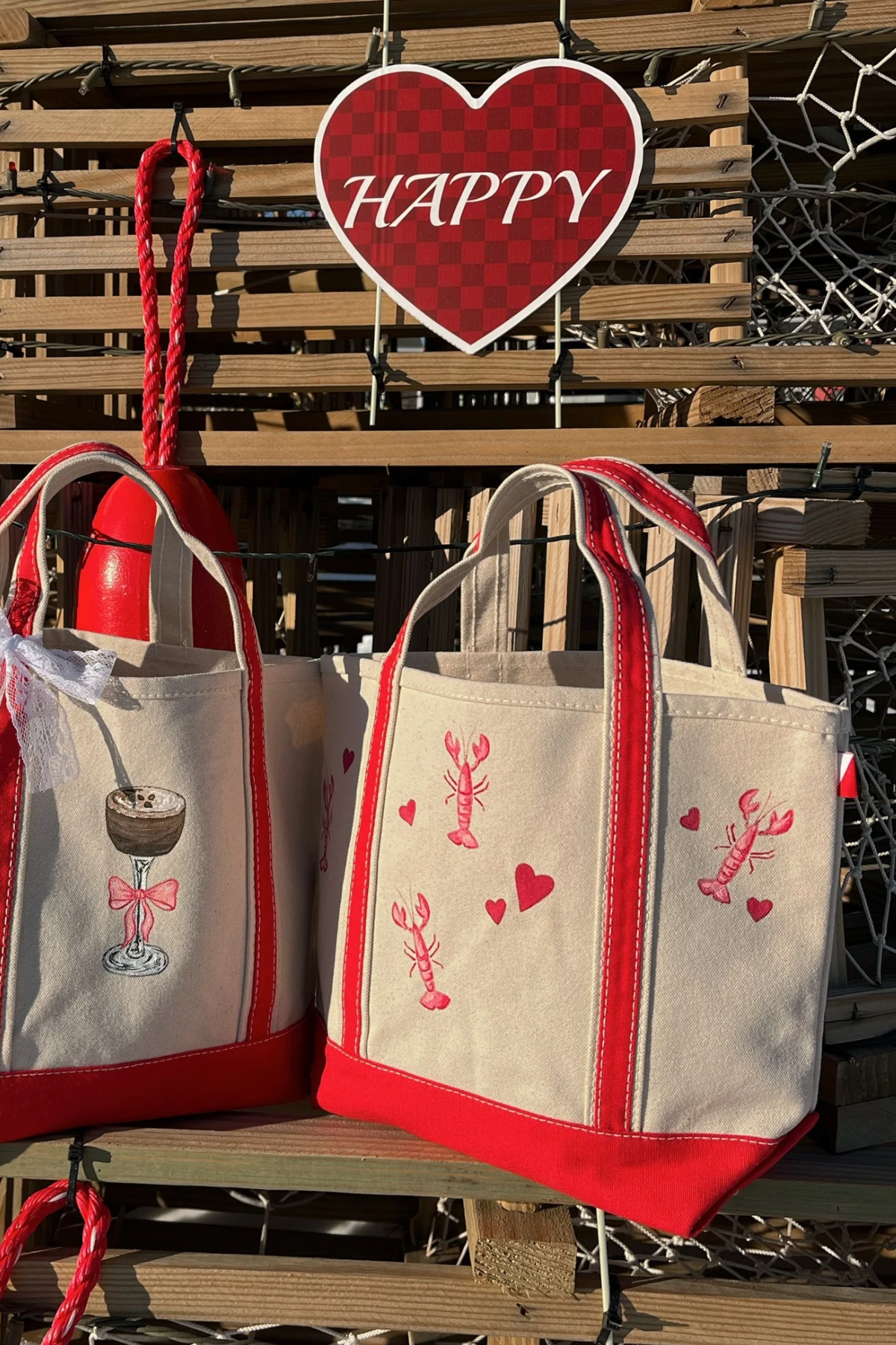 Lobstah Love Hand Painted Tote Bag
